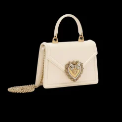 Sac porté main DOLCE & GABBANA Dévotion Petit cuir écru Cœur Or