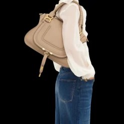Sac porté épaule CHLOE Marcie cuir veau grainé beige