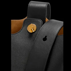 Sac porté épaule Seau LOEWE Pebble Cuir veau noir bouton Or