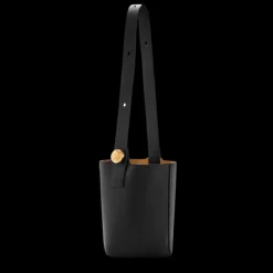 Sac porté épaule Seau LOEWE Pebble Cuir veau noir bouton Or