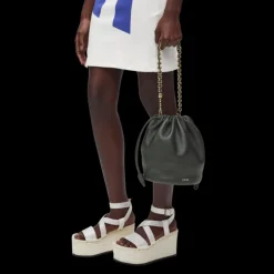 Sac seau LOEWE Flamenco cuir agneau nappa moelleux noir chaine dorée