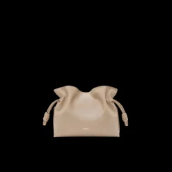Sac souple LOEWE pochette Flamenco cuir beige bandoulière