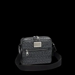 Sacoche Re-edition cuir gris jacquard logo DG Noir