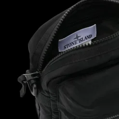 Sacoche STONE ISLAND nylon métal noir patch logo rose des vents