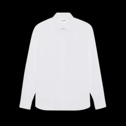 SAINT LAURENT Chemise col en pointe Yves popeline coton blanc