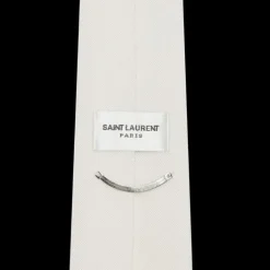 SAINT LAURENT Cravate fuselée soie écrue