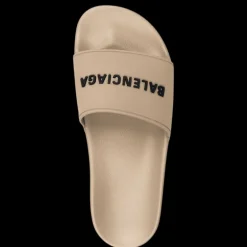 Sandale BALENCIAGA Pool en gomme beige logo noir