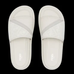 Sandale Fendi Diagonal Mule jacquard FF cuir blanc