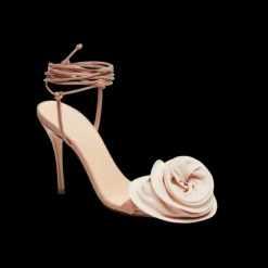 Sandales à talon MAGDA BUTRYM cuir beige lien cheville fleur amovible