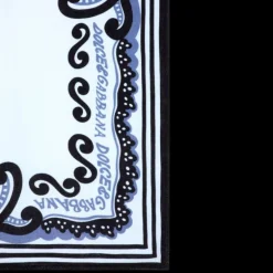 Serviette de bain DOLCE & GABBANA coton éponge blanc imprimé bleu Marina