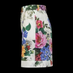 Short à revers DOLCE & GABBANA coton blanc imprimé fleurs