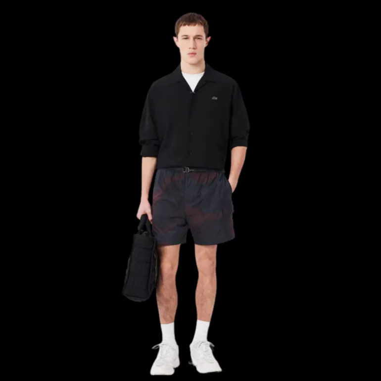 Short cargo LACOSTE nylon imprimé dégradé bleu marine bordeaux