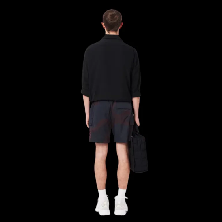 Short cargo LACOSTE nylon imprimé dégradé bleu marine bordeaux