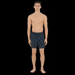 Short de bain à cordon BURBERRY nylon carreaux vert bleu marine