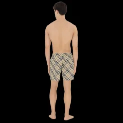 Short de bain à cordon BURBERRY nylon carreaux check beige