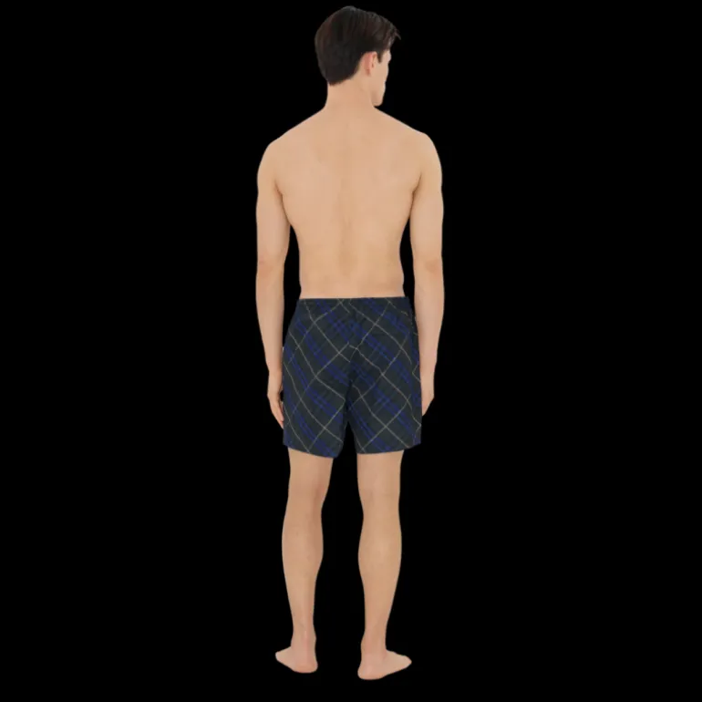 Short de bain à cordon BURBERRY nylon carreaux vert bleu marine
