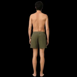 Short de bain AMI Paris toile technique kaki broderie cœur kaki