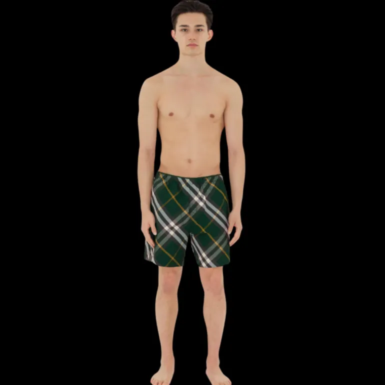 Short de bain BURBERRY à carreaux vert check jaune