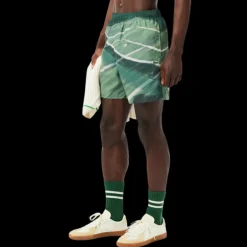 Short de bain LACOSTE nylon séchage rapide imprimé vert Tennis