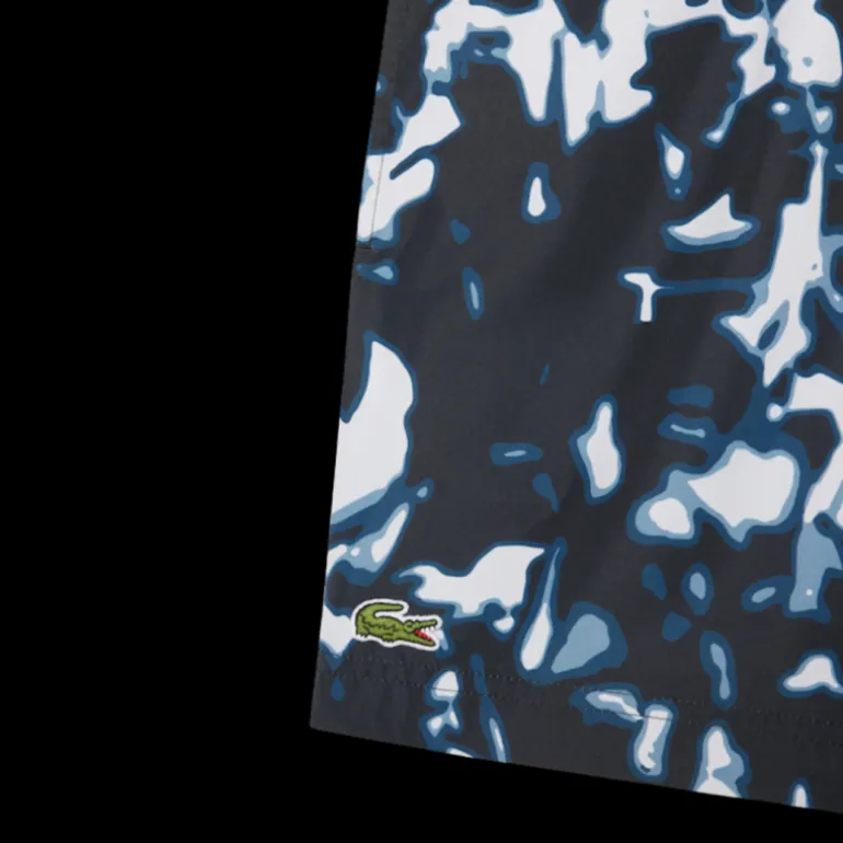 Short de bain LACOSTE nylon déperlant camouflage bleu