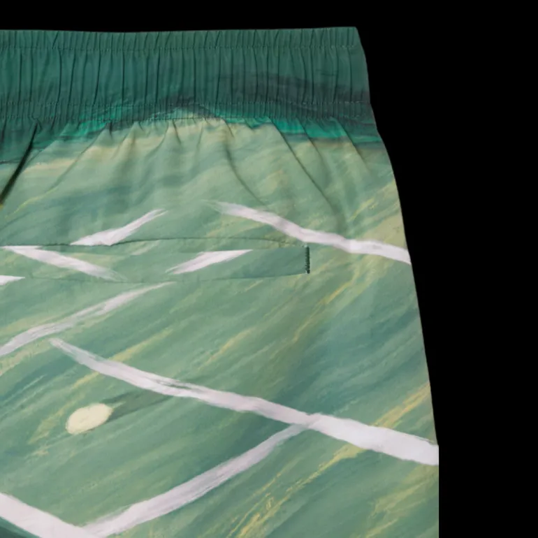 Short de bain LACOSTE nylon séchage rapide imprimé vert Tennis