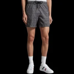 Short de bain MONCLER Noir imprimé monogramme gris all-over