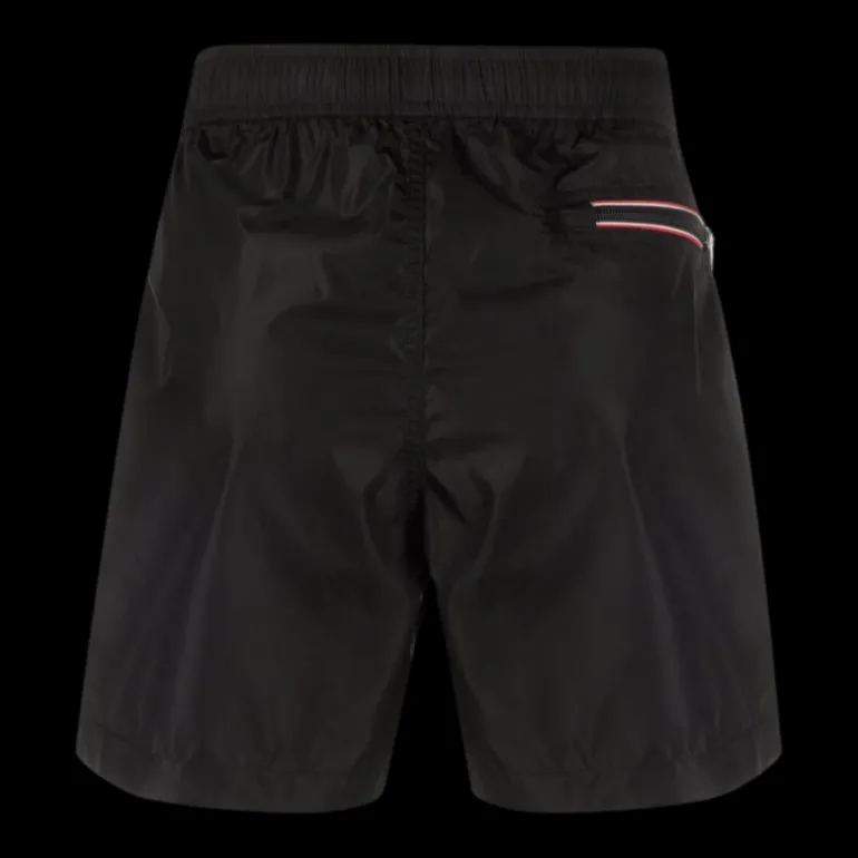 Short de bain MONCLER nylon noir patch logo blanc