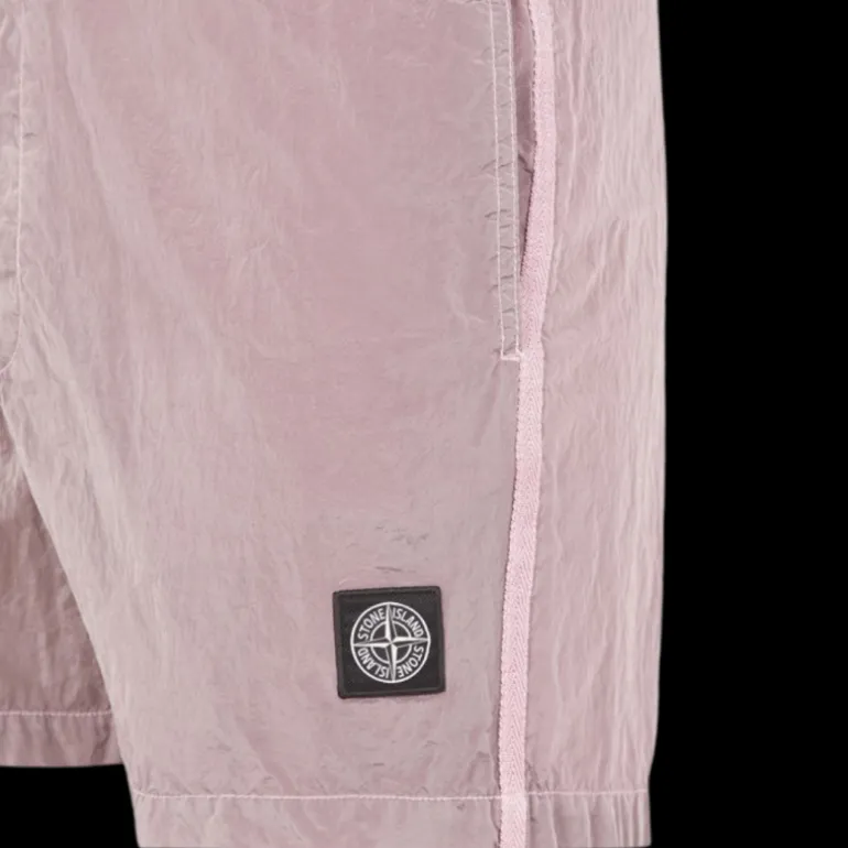 Short de bain STONE ISLAND nylon vieux rose boutons