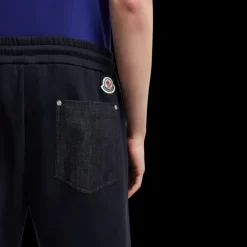 Short MONCLER molleton coton bleu marine poche denim jean