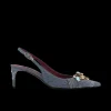 Slingback DOLCE & GABBANA denim patchwork ornements cristaux multicolore