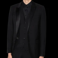 Smoking DOLCE & GABBANA 3 pièces laine soie noir col flèche