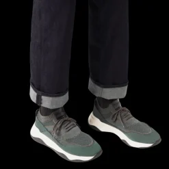 Sneaker basse BERLUTI Shadow maille Scritto vert cuir nubuck