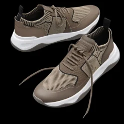 Sneaker basse BERLUTI Shadow Maille beige Cuir Veau Film Gomme