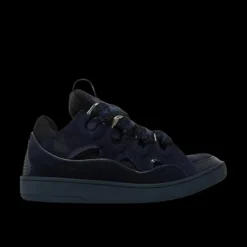 Sneakers baskets LANVIN Curb cuir daim veau noir