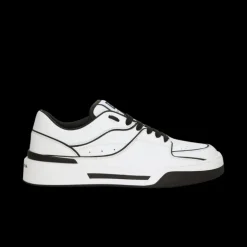 Sneakers DOLCE & GABBANA New Roma cuir veau blanc noir effet 3D logo talon noir