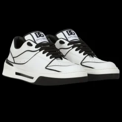 Sneakers DOLCE & GABBANA New Roma cuir veau blanc noir effet 3D logo talon noir
