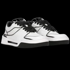 Sneakers DOLCE & GABBANA New Roma cuir veau blanc noir effet 3D logo