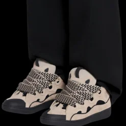 Sneakers LANVIN Curb cuir veau beige noir