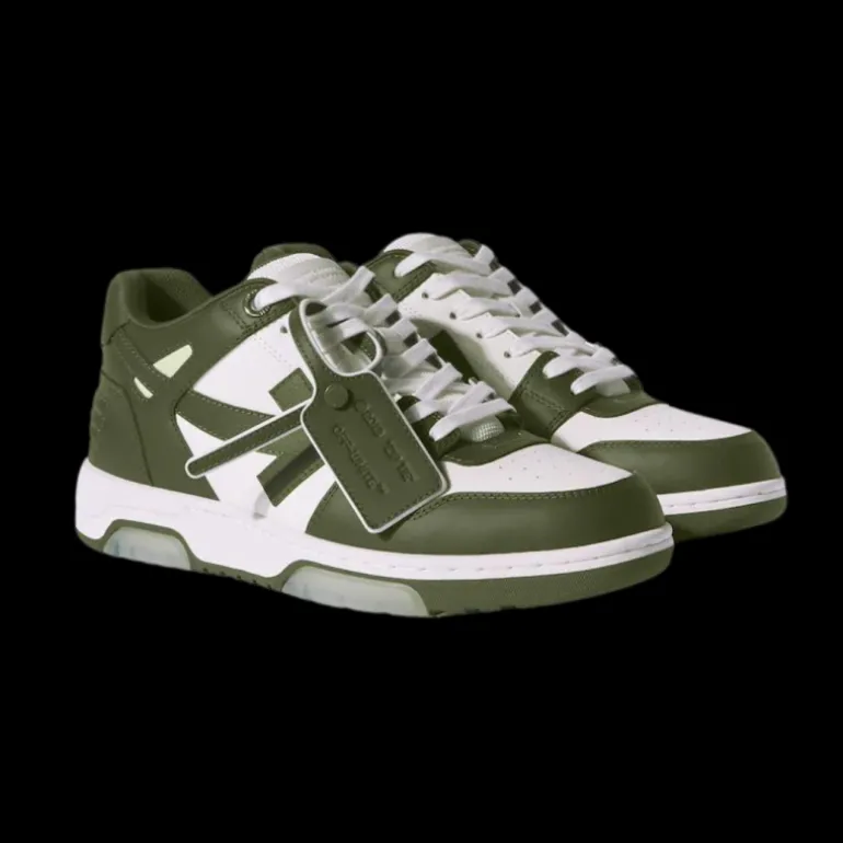 Sneakers OFF WHITE Out of Office cuir blanc vert kaki