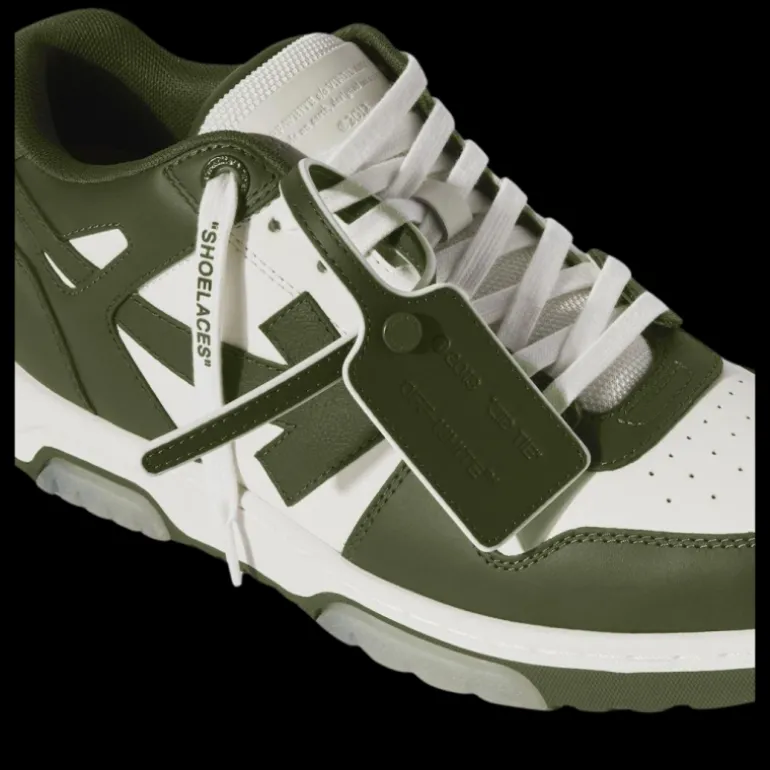 Sneakers OFF WHITE Out of Office cuir blanc vert kaki