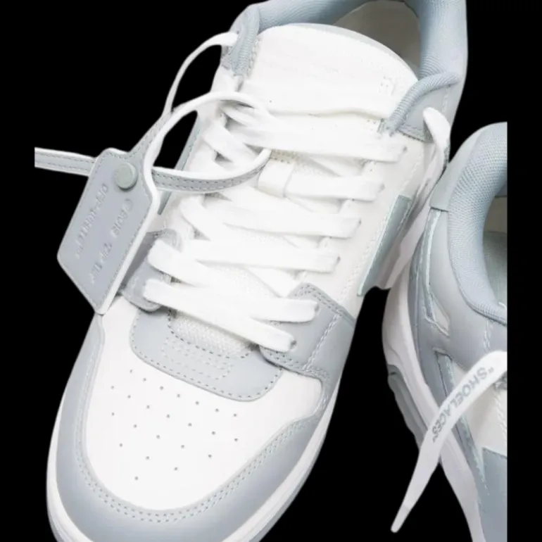 Sneakers OFF WHITE Out of Office cuir blanc gris bleuté