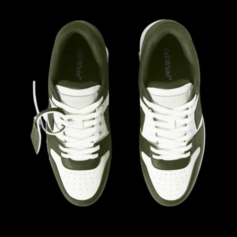 Sneakers OFF WHITE Out of Office cuir blanc vert kaki