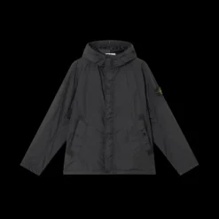 STONE ISLAND Veste à capuche zippée nylon recyclé Crinkle Reps noir