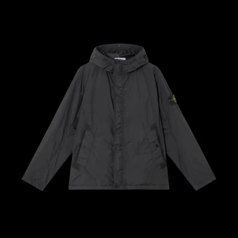 STONE ISLAND Veste à capuche zippée nylon recyclé Crinkle Reps noir