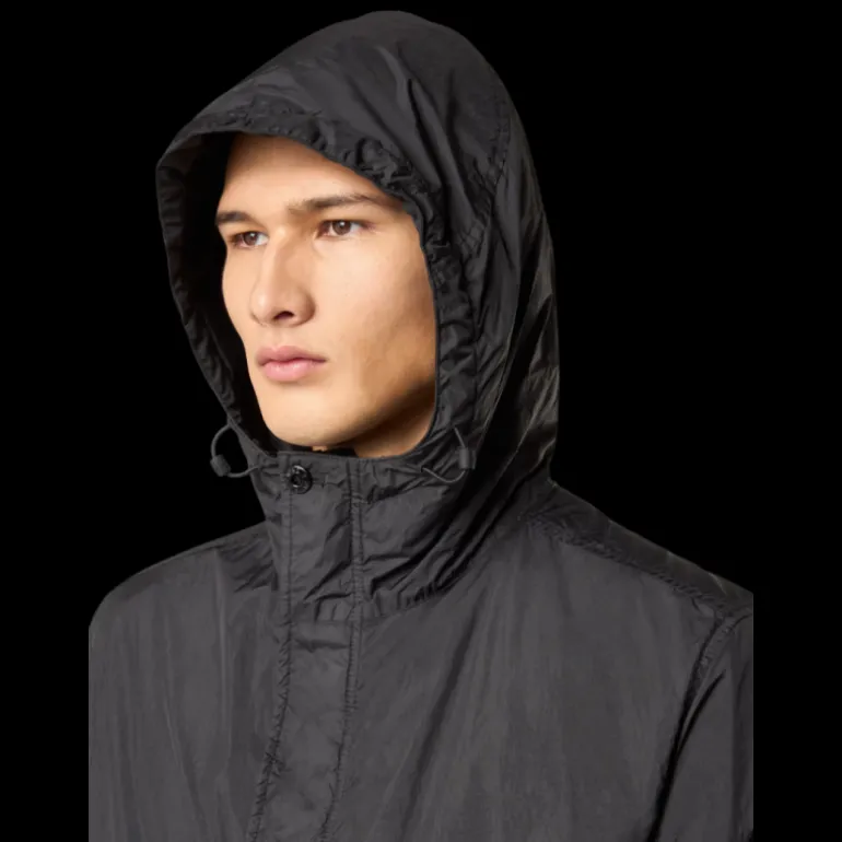 STONE ISLAND Veste à capuche zippée nylon recyclé Crinkle Reps noir