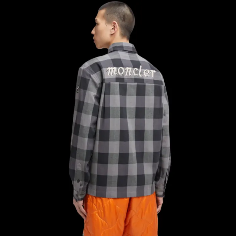Surchemise Moncler x Mercedes-Benz by NIGO coton carreaux gris noir
