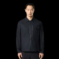 Surchemise zippée STONE ISLAND Ghost coton noir badge ton sur ton