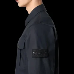 Surchemise zippée  STONE ISLAND Ghost coton noir badge ton sur ton