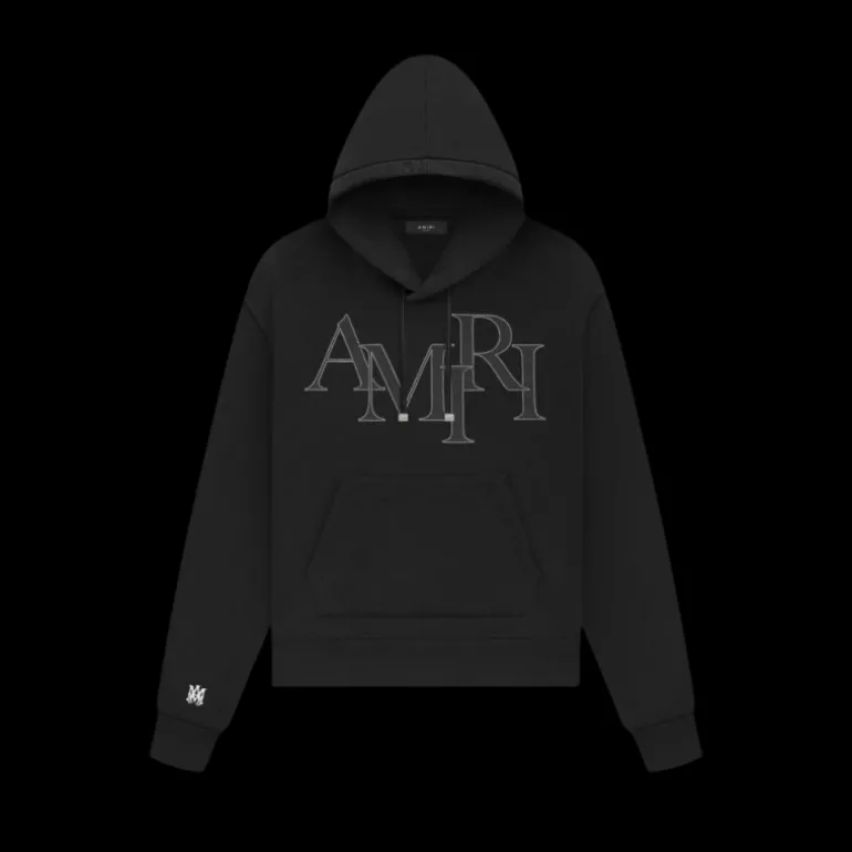 Sweat à capuche AMIRI coton noir logo noir