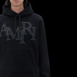 Sweat à capuche AMIRI coton noir logo noir